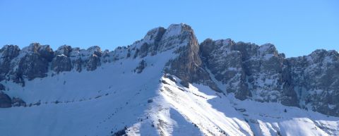 Dent d'Arclusaz depuis le sommet d'Aillon Station 1000.